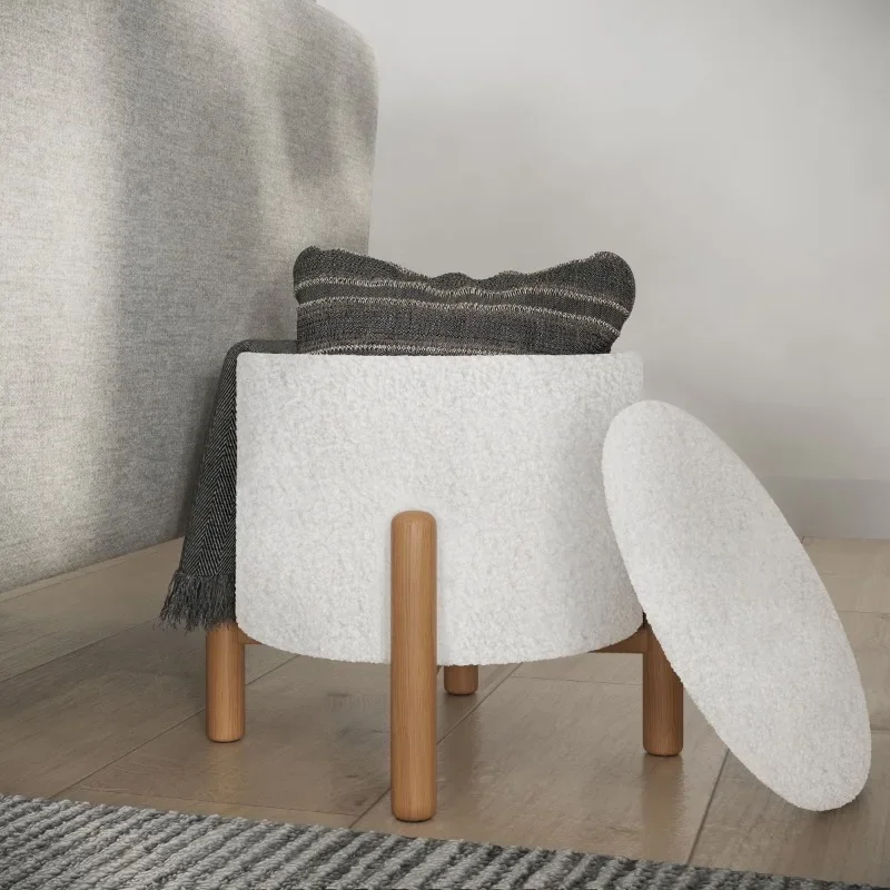 

16-inch Round Ottoman with Removable Top for Storage