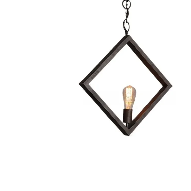 Wrought iron hemp rope chandelier, simple personality, American living room, rural style, simple diamond chandelier