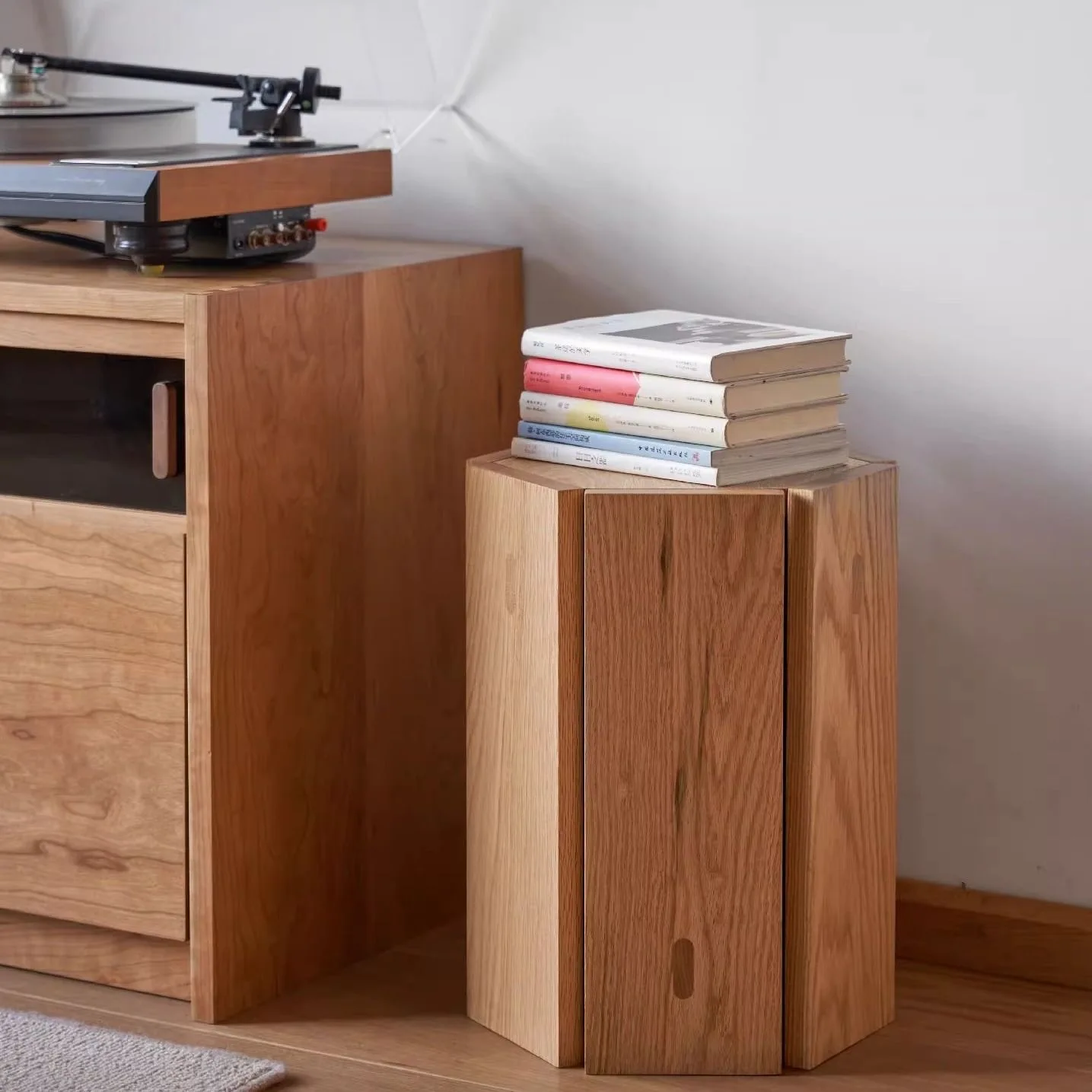 New cherry wood stool solid wood low stool chair can be stacked living room multi-functional storage