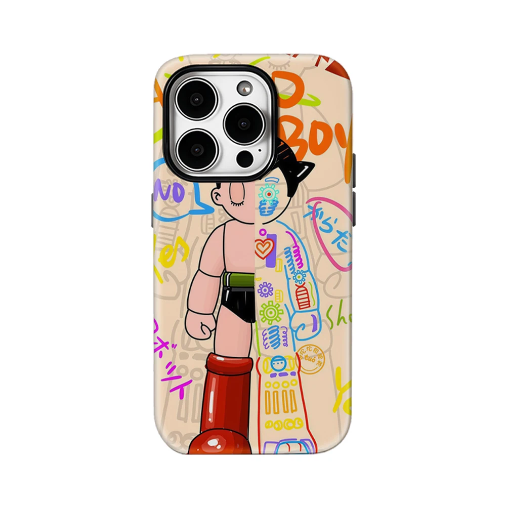 Coque de téléphone A-Astro Boy Graffiti, étui arrière Double couche pour IPhone 16 15 14 13 12 11 X XS XR XSMAX 7 8 Pro Max Plus