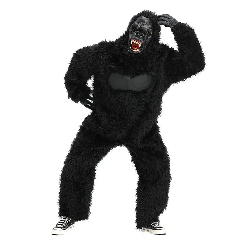 

25COSAdult Gorilla Halloween Costume Men's Realistic Ferocious Chimpanzees Cosplay Suits Animal Jumpsuit