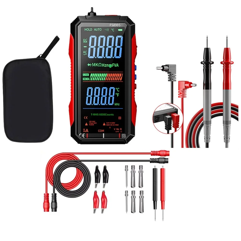 FS899S 4.8-inch Large Screen Smart Digital Multimeter, 6000 Counters, Voltage And Current Measurement Tool, Rechargeable Battery