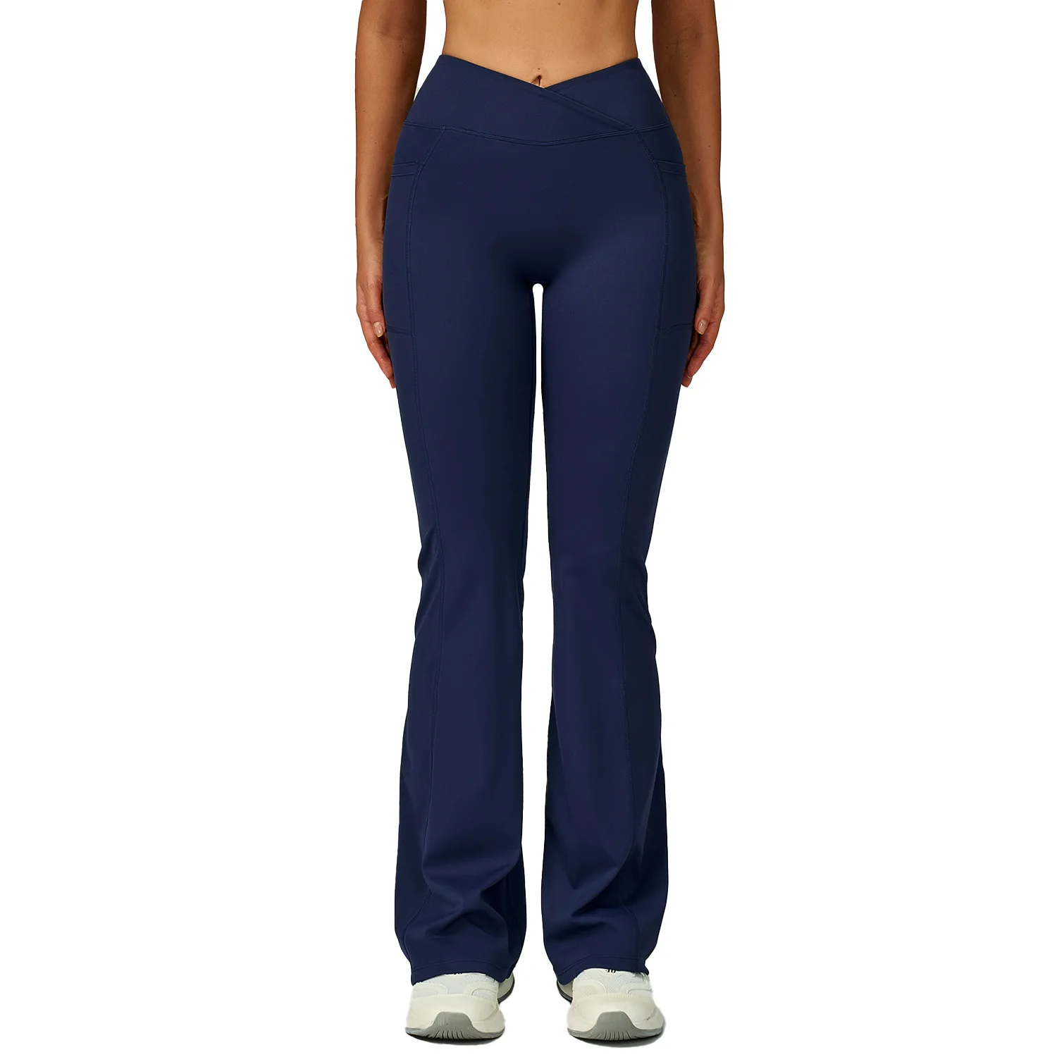 

Maxdutti High Waisted Nude Flared Pants For Women Cross Waisted And Wide Woman Clothes Women's Pants And Trousers