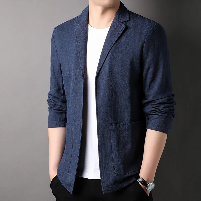 Spring and Summer 2024 New High-quality Men\'s Linen Suit Simple Men\'s Coat Fabric Composition 70% Ramie 30% Cotton  Blazer