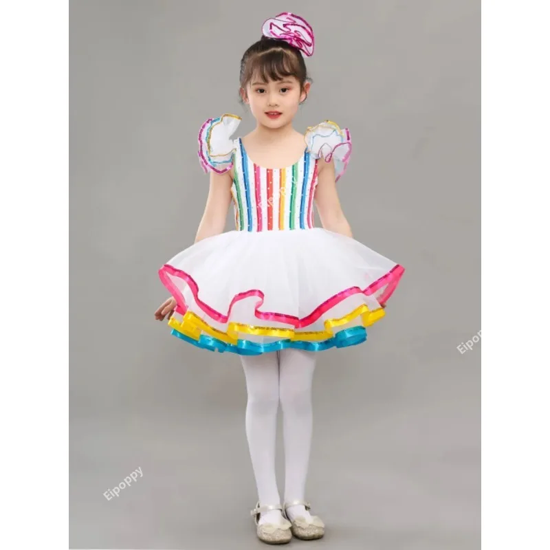 

Детская одежда для бальных танцев, платье-пачка с блестками для современных танцев, платье принцессы для джазовых танцев и свадеб