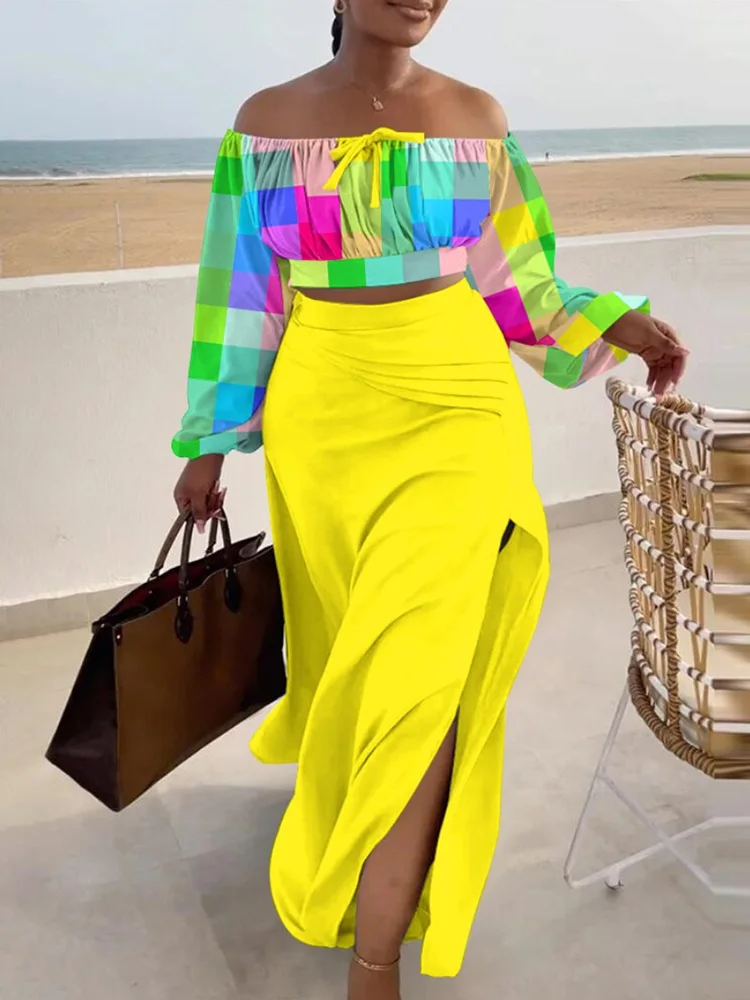 

Женский богемный костюм из юбки и длинной юбки