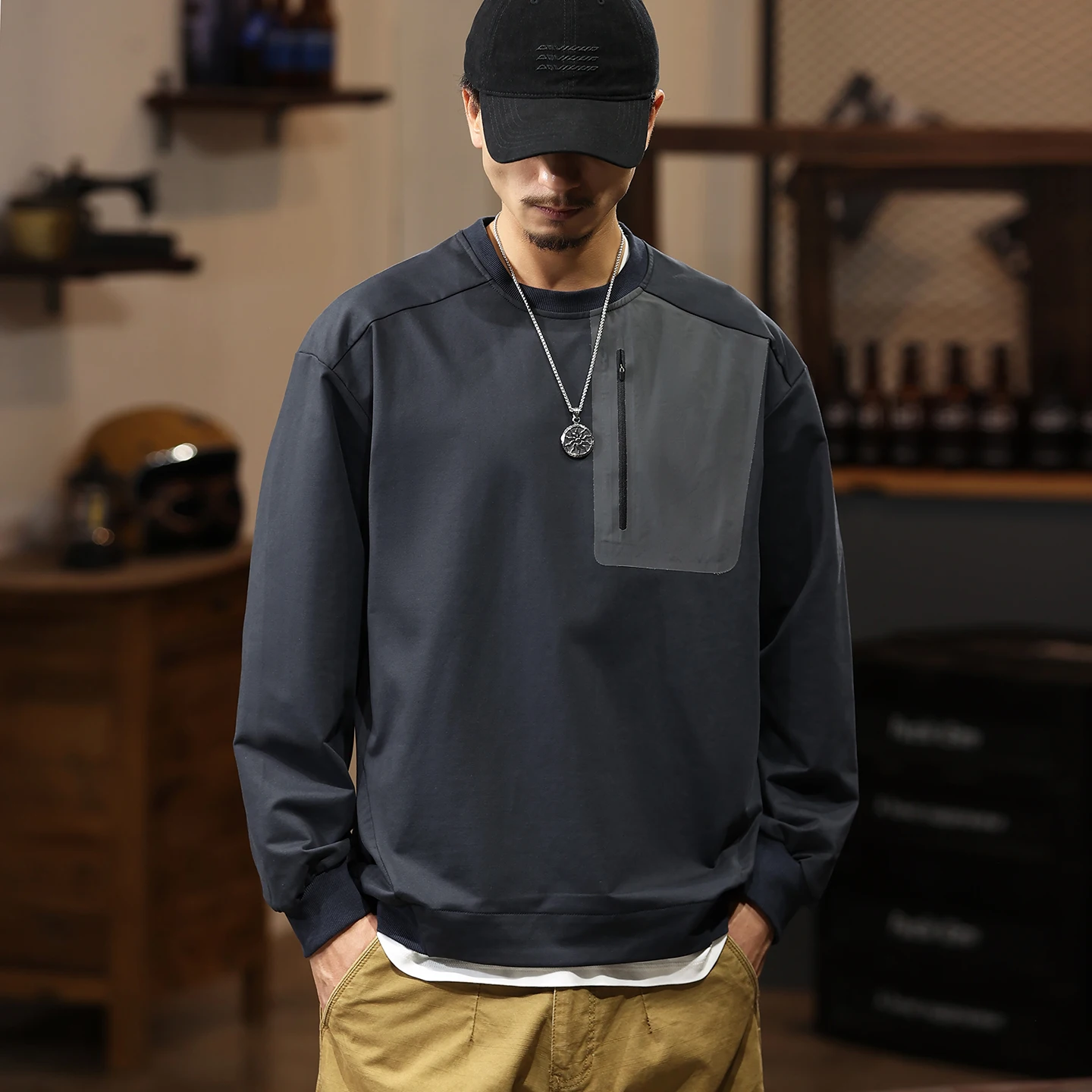 Men's Outdoor Sport Fashion Loose Casual Track Techwear Pullover Sweatshirts Hoodie Tops