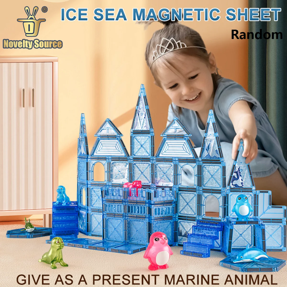 110pcs natural marine animal magnetic piece toys, children's DIY educational magnetic toys, suitable for boys and girls over 3 y