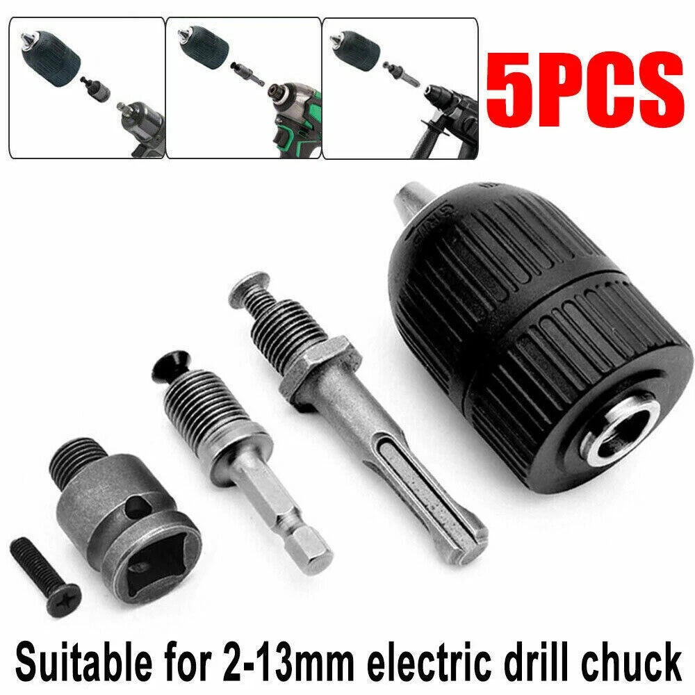 2-13mm Keyless Drill Chuck SDS Plus Adaptor Socket Hex Square Converter Tool 1/4