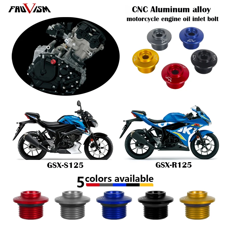 

for Suzuki GSX-S125 GSX-R125 GSX-R250 motorcycle engine oil inlet bolt M20*1.5 high strength CNC aluminum alloy oil cap