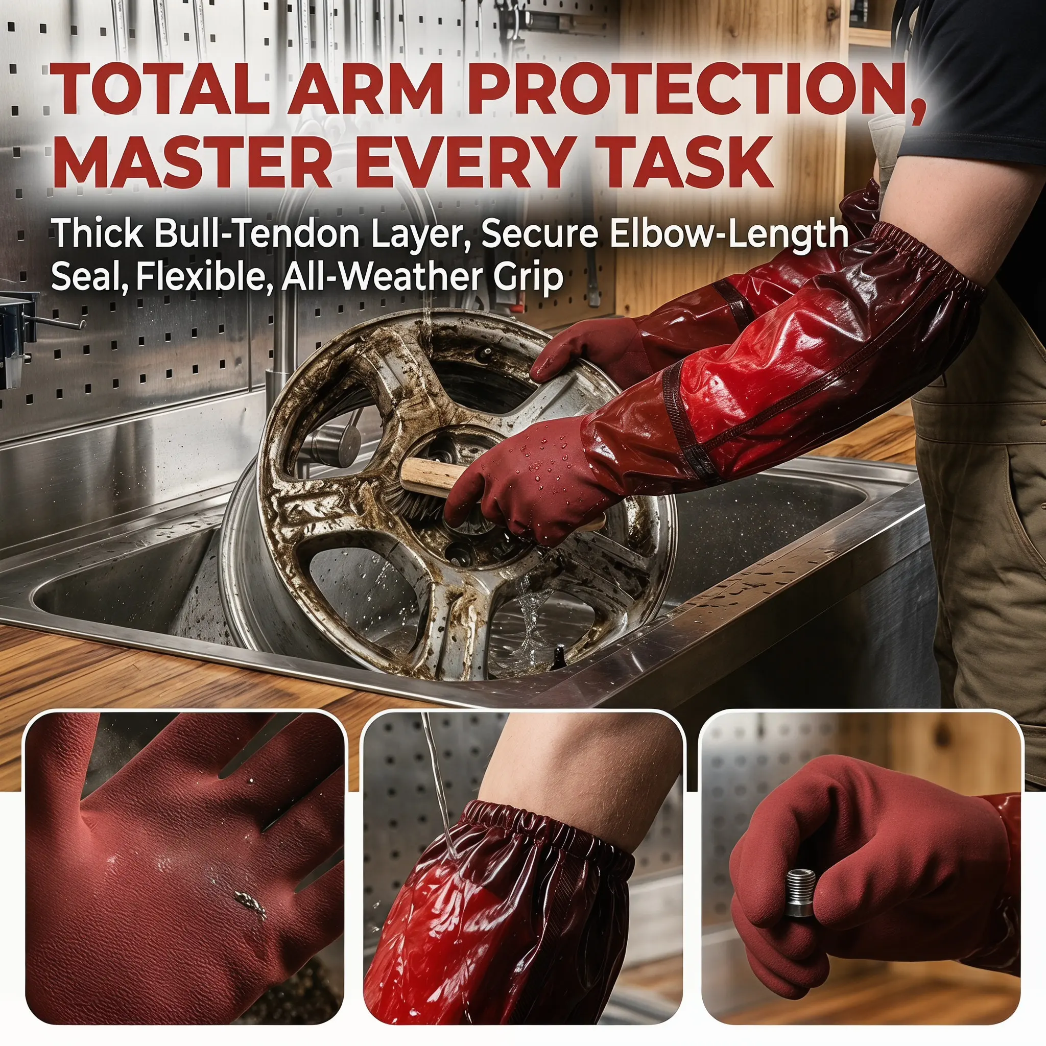 Garden Gloves - Extra lange, waterdichte rubberen handschoenen, met
