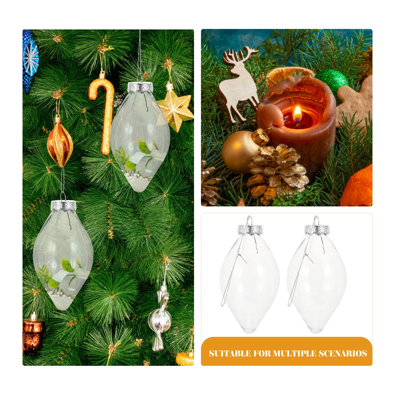 

3D Light Bulb Candy Container Fillable Christmas Party Wedding Decoration Storage Bottle for Candies Chocolates Trinkets Hanging