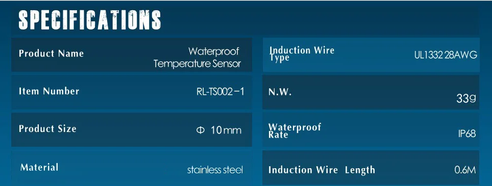 Temperatur sensor wasserdicht 10mm temp sensor temp für rasenmäher atv motorrad traktor grubber be lüfter RL-TS002 pt100 – Detail 7