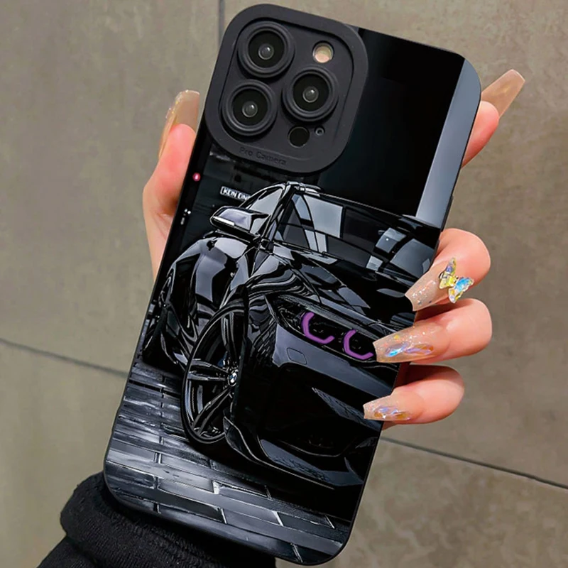 

For Xiaomi Redmi Note 14 13 12 Pro Plus 5G 12S 11 10 Case Black Sports Car Print Cover For Redmi 13 12 14C 13C 12C 4G Soft Funda