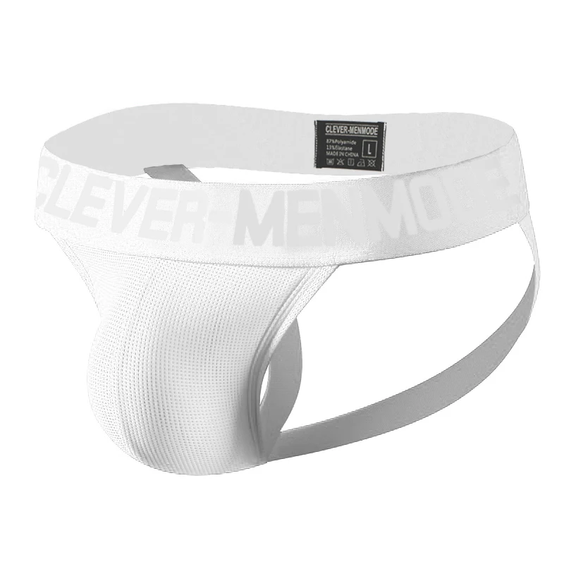 CLEVER-MENMODE Mesh Thong Jockstrap Men Sexy Penis Pouch Underwear Thin Open Butt Panties Erotic Lingerie Buttocks Underpants