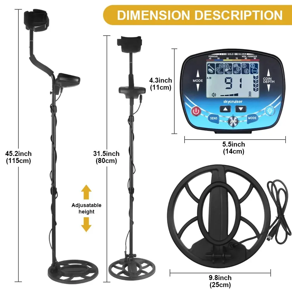 Professional Metal Detector High Performance Underground Treasure Hunter 2.5m Search Gold Detector Treasure Hunter Pinpointer