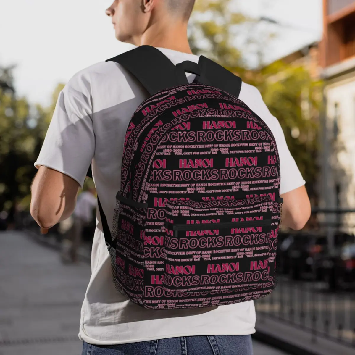 Hanoi Rocks Rock Music Band Backpack Daypack Large Capacity Kids BookBag School Bag Shoulder Bags for Men Women