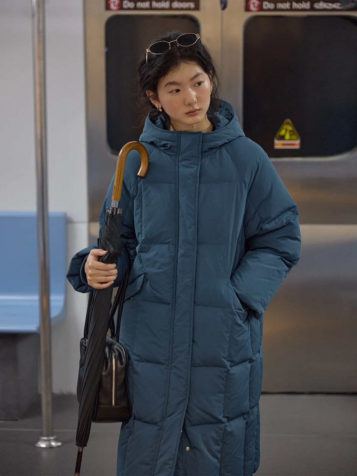 

Solighter Thiened Heavyweight 90 White Goose down Hooded Puffer Jaet Winter New Sle Knee-Length Bread Coat Warmth