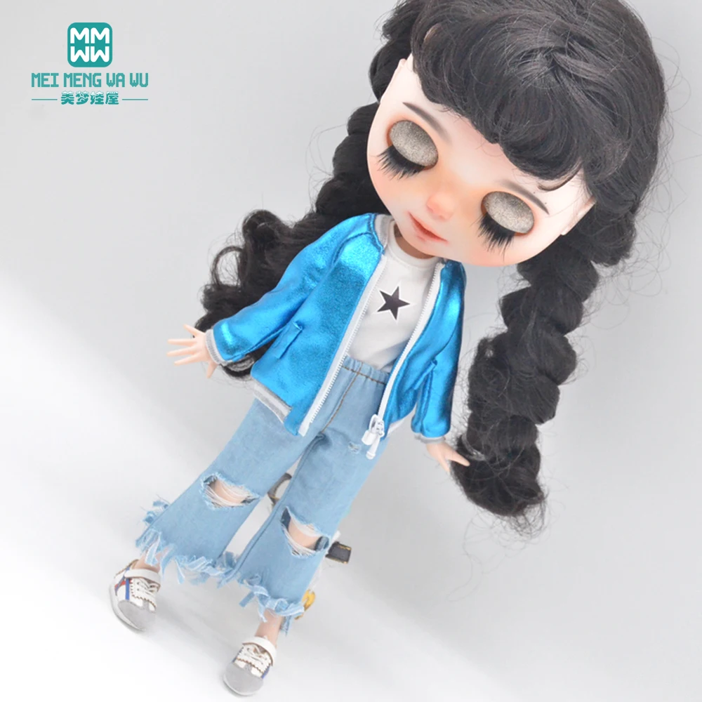 

Clothes for doll fits Blyth Azone OB22 OB24 Doll accessories Fashion Shiny jacket shoes Girl's gift