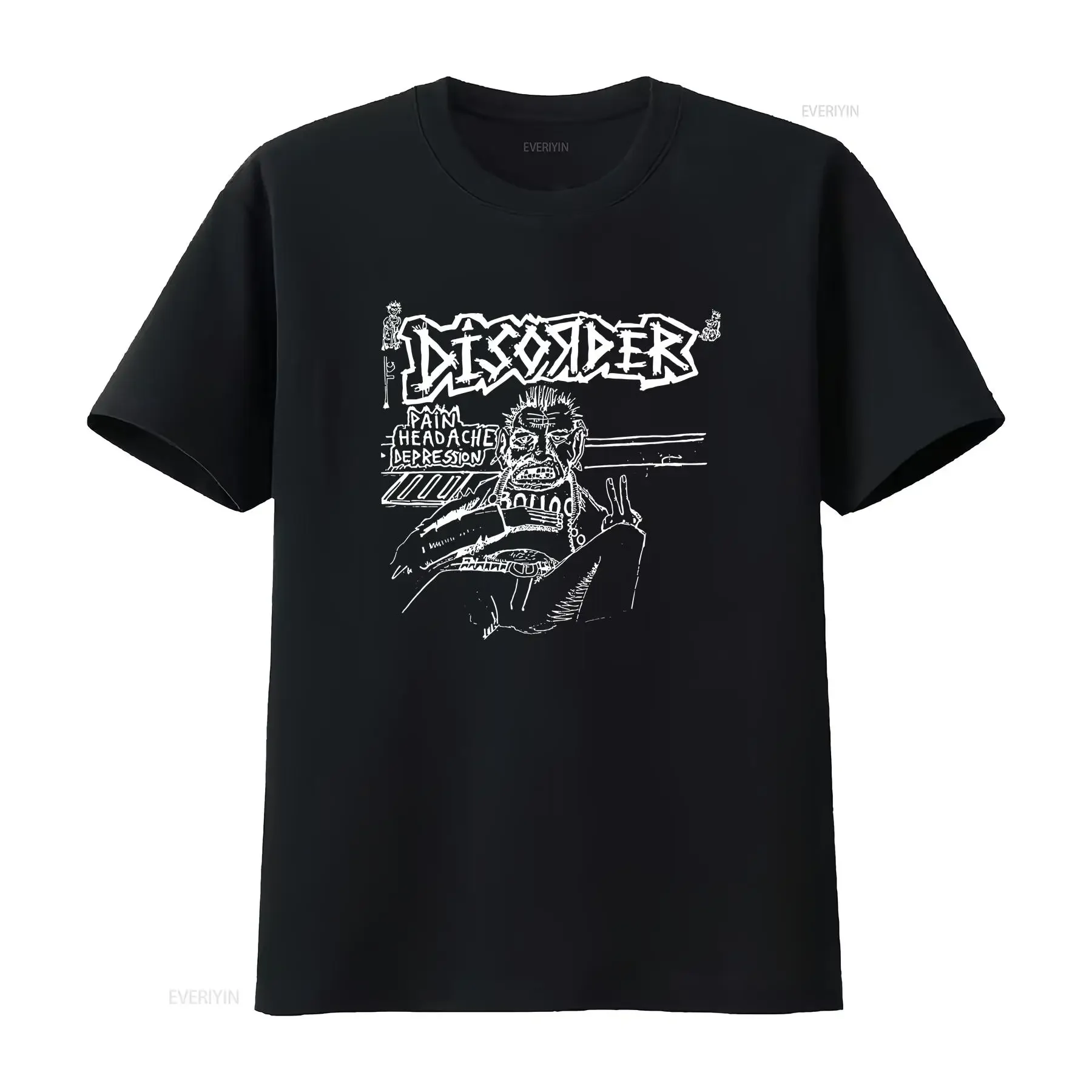 DISORDER T shirt band Hardcore Punk Rock Ska Anarcho Pain Headache depression vintage Washed Stylish Slightly Versatile Soft