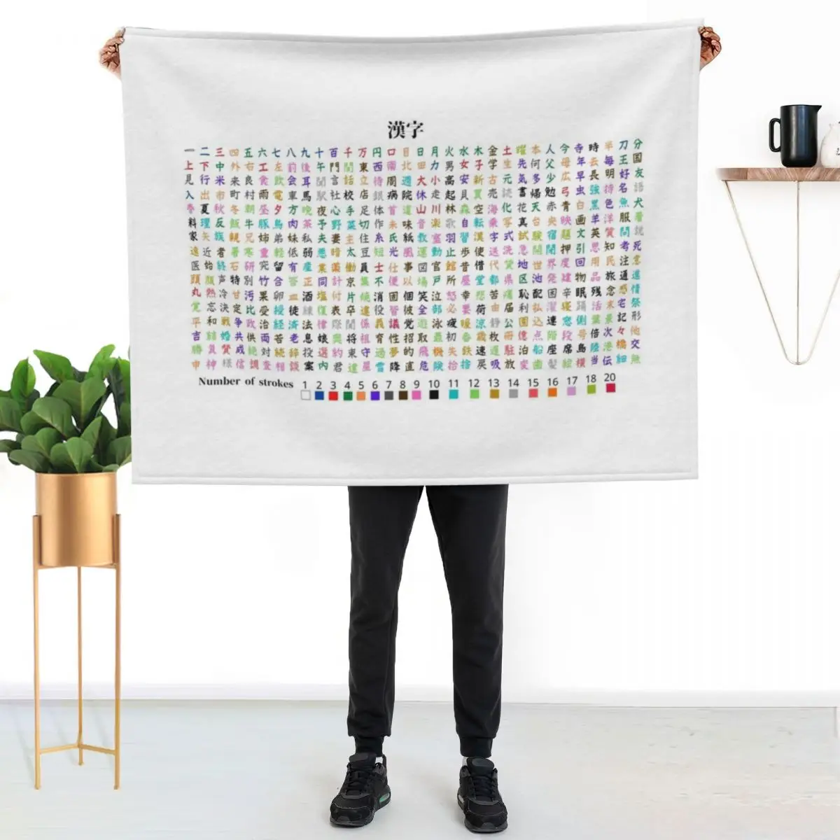 Kanji Chart Strokes -White- Throw Blanket Multi-Purpose Baby Thermals For Travel christmas gifts Bed Fashionable Blankets