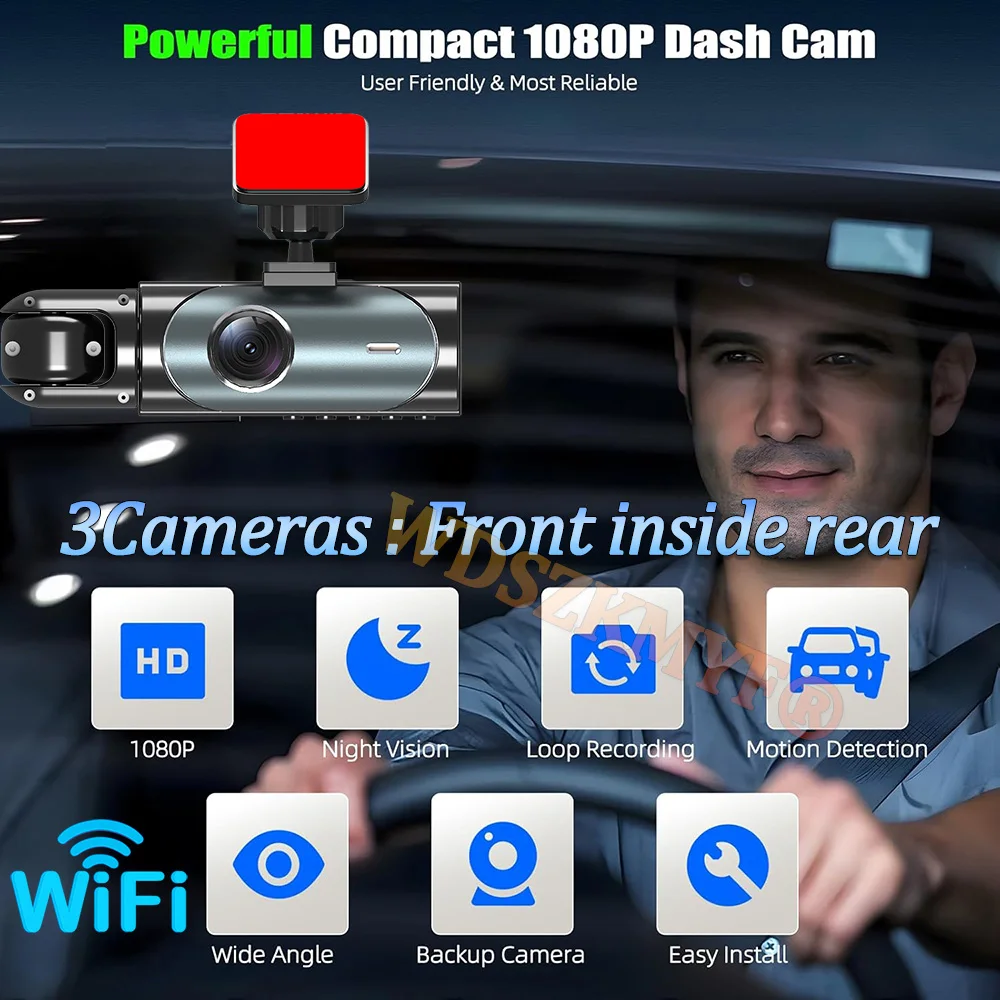 2/3 Camera Dash Cam For Cars Car DVR 1080P WIFI APP Car Dvr Video Recorder Rear View Camera G-Sensor Black Box Car Accessory