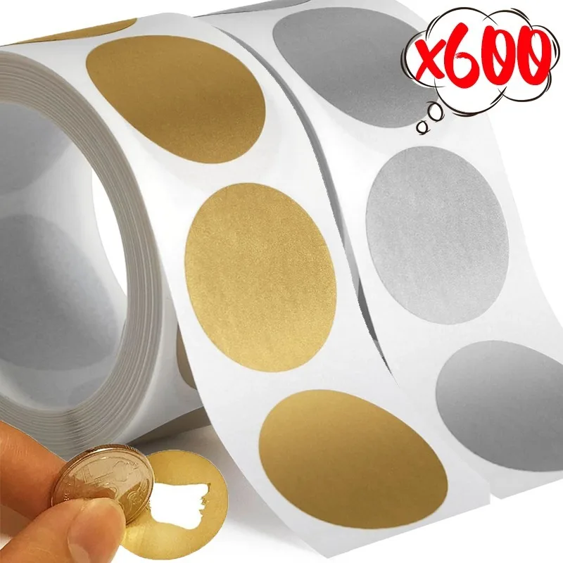 600/300Pcs Scratch Off Stickers Round Shape Labels Stickers DIY Handmade for Game Scratch Stickers Labels Home Office Supplies