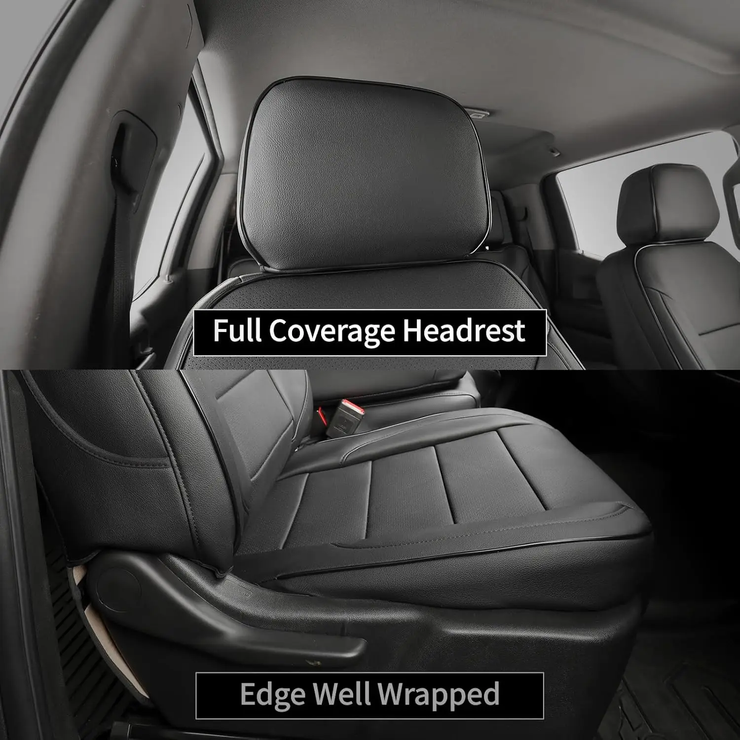 EKR Sierra Car Seat Covers Custom Fit for GMC Sierra 1500/2500HD/3500HD(CrewCab) BASE/SLE/SLT/Pro Full Set Truck Leather Seat Cover