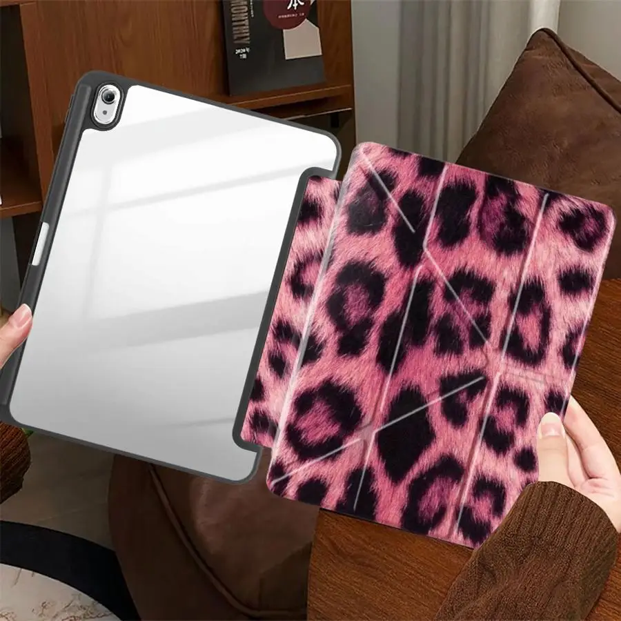Plush Pink Leopard Tablet Case For Samsung For Galaxy Tab S9 FE S6 Lite 10.4 inch S9+ A11 Plus S10+ A8 2022 S7 FE S8 S7+ S8+