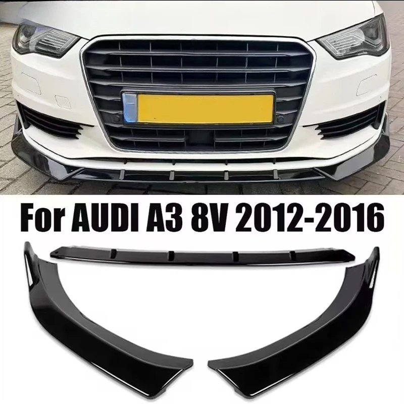 Front Bumper Lip Spoiler For Audi A3 8V 2012-2016 3 Piece Body Kit Exterior Styling Tuning Parts Car Accessories