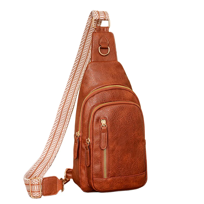 

Retro Chest Bag Women's Texture Soft Leather Backpack 2025 New Fashion Versatile Chest Bag Women's Casual One Shoulder Diagonal