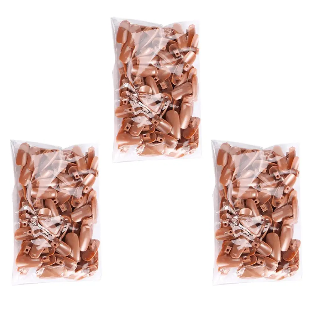 

300 Pcs Practice Nails Coffee Color False Fingers Nail Manicure Supplies Plastic Tips for Beginners Salon Use
