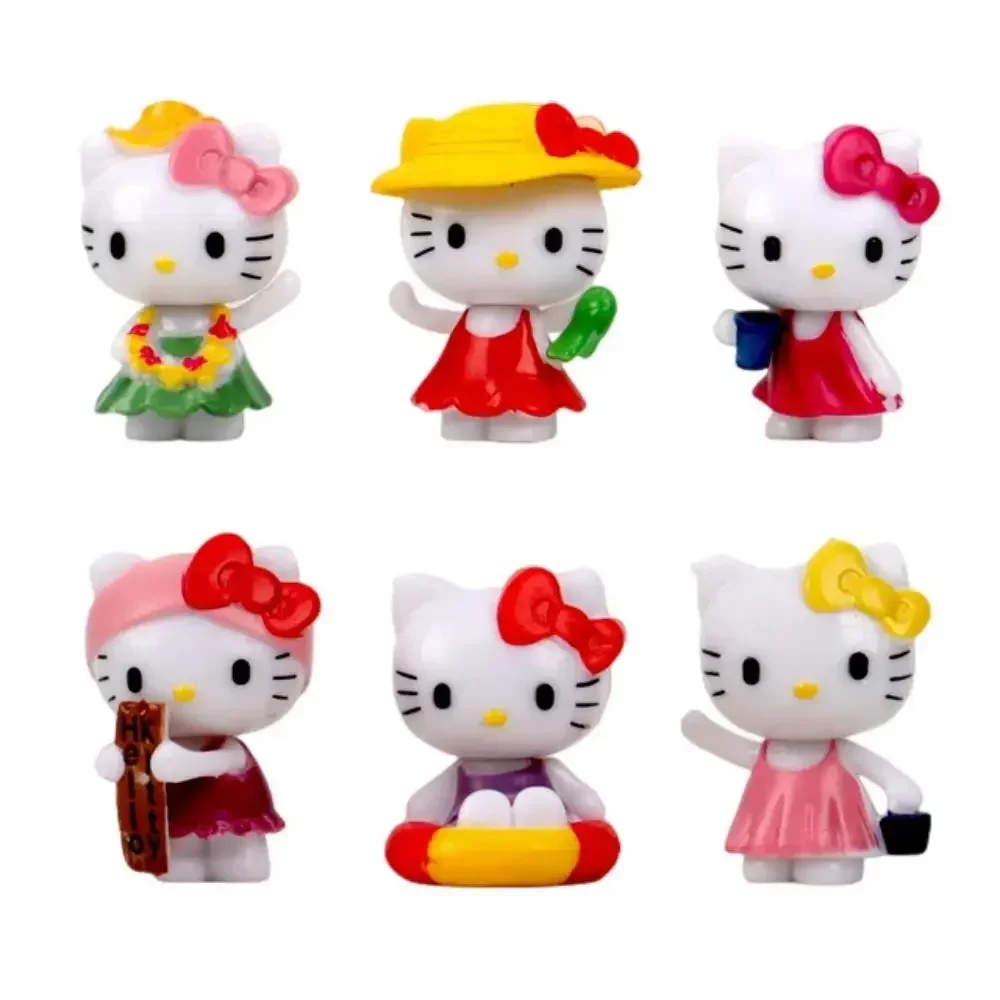 6Pcs/set 5cm Sanrio Figuren Doll Hello Kitty action figure Cake decoration model desktop toy car decoration Children's gifts