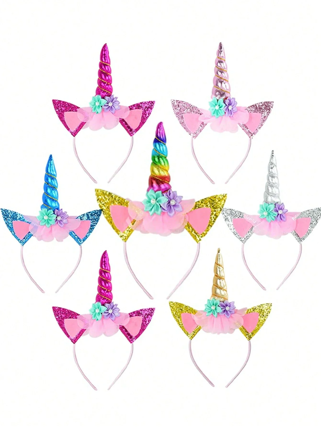 

6pcs Unicorn Headbands Set For Adult Party Favors Birthday Halloween Christmas