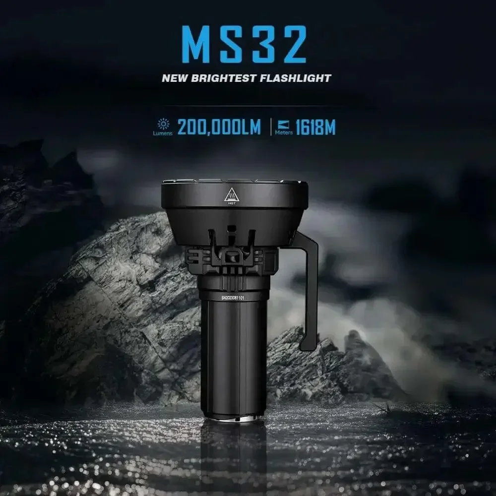 IMALENT MS32 Flashlight 200,000 Lumens Rechargeable Super Bright Torch 8 Modes OLED Display Built-in Battery