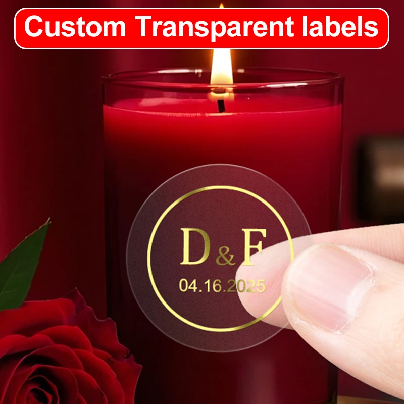Customizable Transparent Gold Stickers - Waterproof Decals for Home Decor, Celebration,DIY Crafts - Eco-Friendly Adhesive Labels
