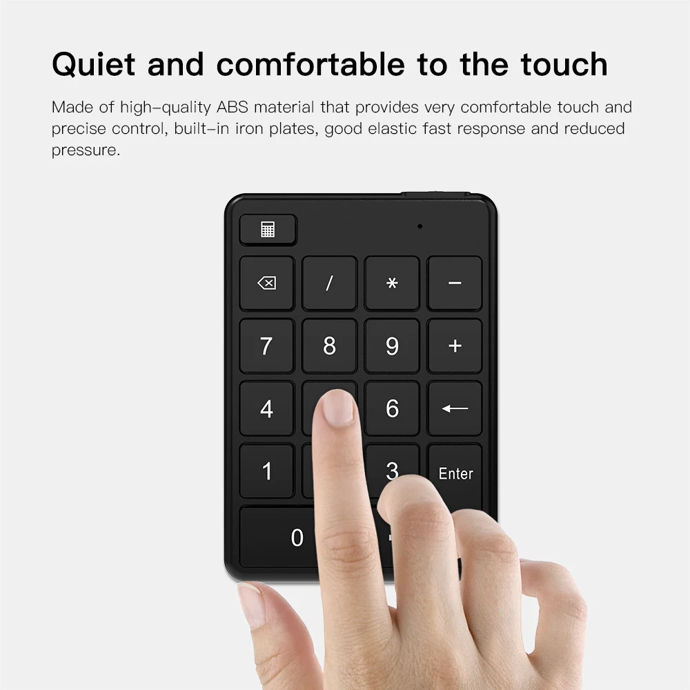 Keypad angka nirkabel Bluetooth Keyboard nomor Mini portabel 19 tombol Pad nomor eksternal untuk Laptop PC persediaan Akuntan