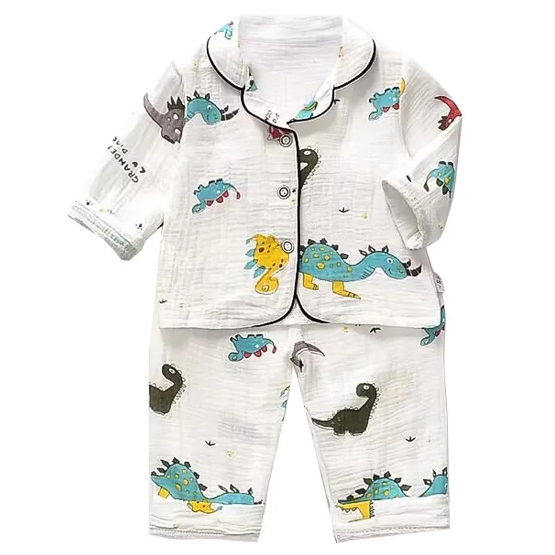 طقم جديد لعام 2024 للرضع طقم كرتوني ربيعي بأكمام طويلة تأثيث منزلي كوري بيجامات مريحة ولطيفة طقم مكون من قطعتين