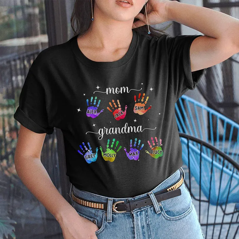 Personalized T Shirt Mothers Day Shirts for Women Custom Shirts for Mothers Day Shirt Mom T-Shirt with Nickname and Kid's Name