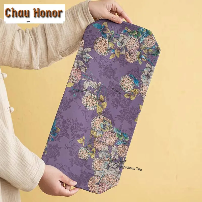 Double Sided Gambiered Gauze Flower Tea Table Mats Traditional Drink Coaster Dinner Table Cloth Mat Tableware Cloth Decoration