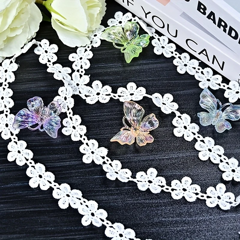 Mini Floral Hollow Lace Ribbon, 0.82in Width, for Doll Clothes, Bouquet Wrap & Handmade Decor