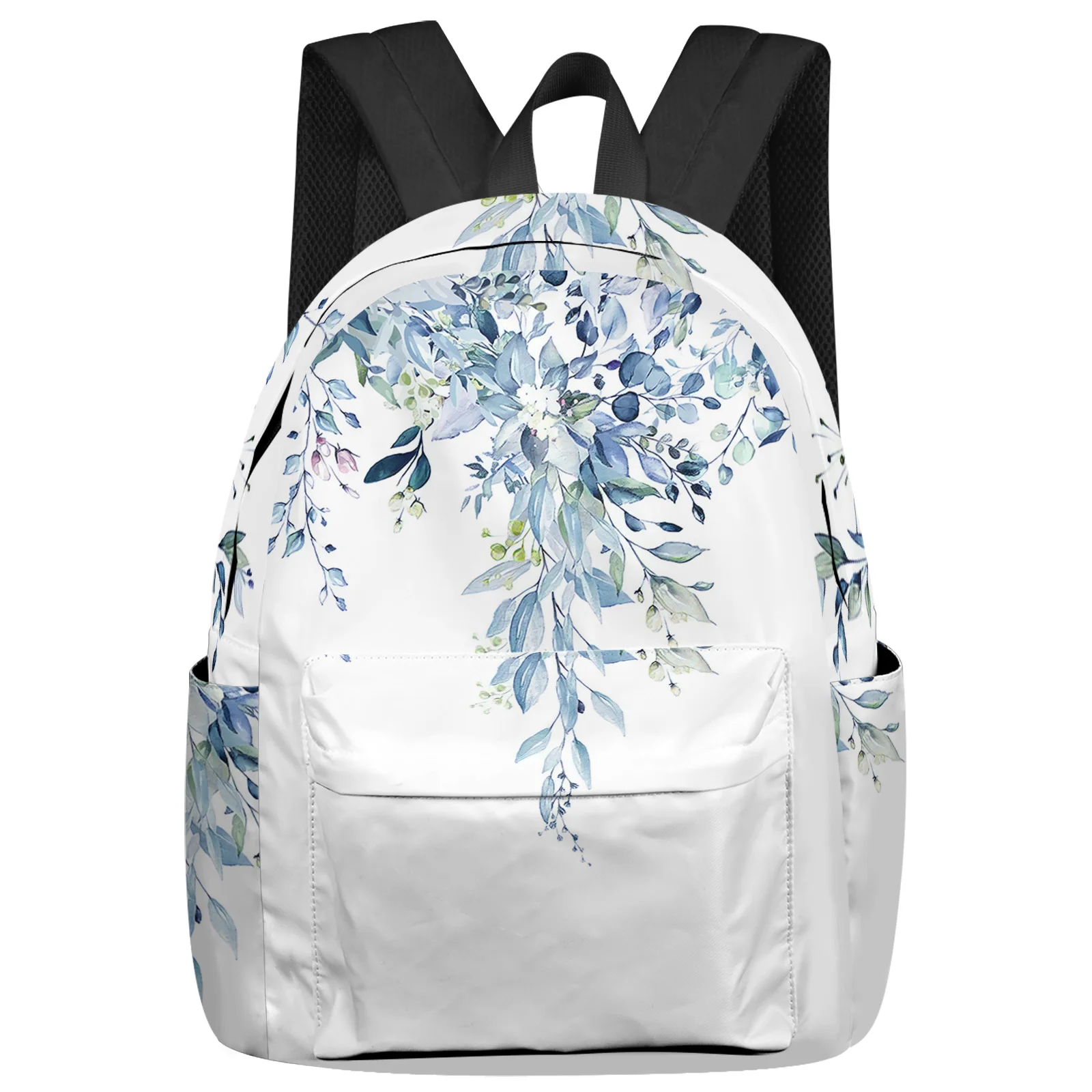 

Flower Watercolors Leaves Flower Buds Backpacks Student Casual Travel Large Handbags High Capacity Schoolbag Teenager Bookbag