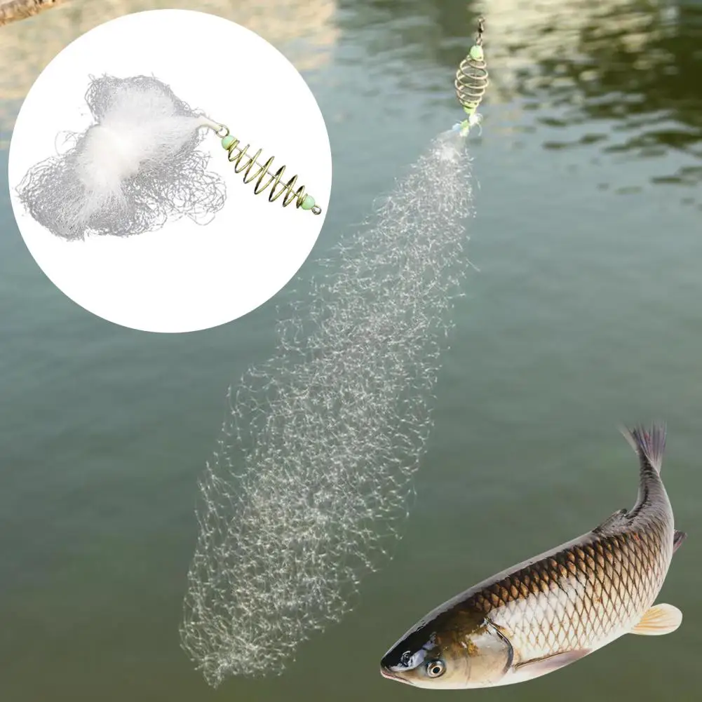 Prático malha rede de pesca para lagoa, grande capacidade, carga rolamento, tamanho pequeno gaiola, bomba gancho, noite luminosa grânulos, bola rede de pesca