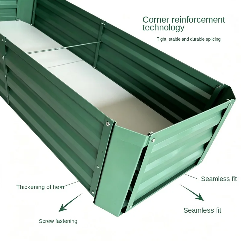 Galvanized Metal Flower Boxes Planter Boxes Corrosion-Resistant Seedling Cultivation Raised Garden Beds