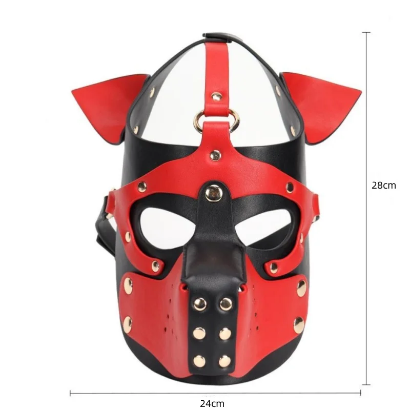 Unisex Women and Men Leather Dog Harness Costume Set with Mask for Sexy Role Play Halloween Carnival Masquerade Party Fun Prop 6