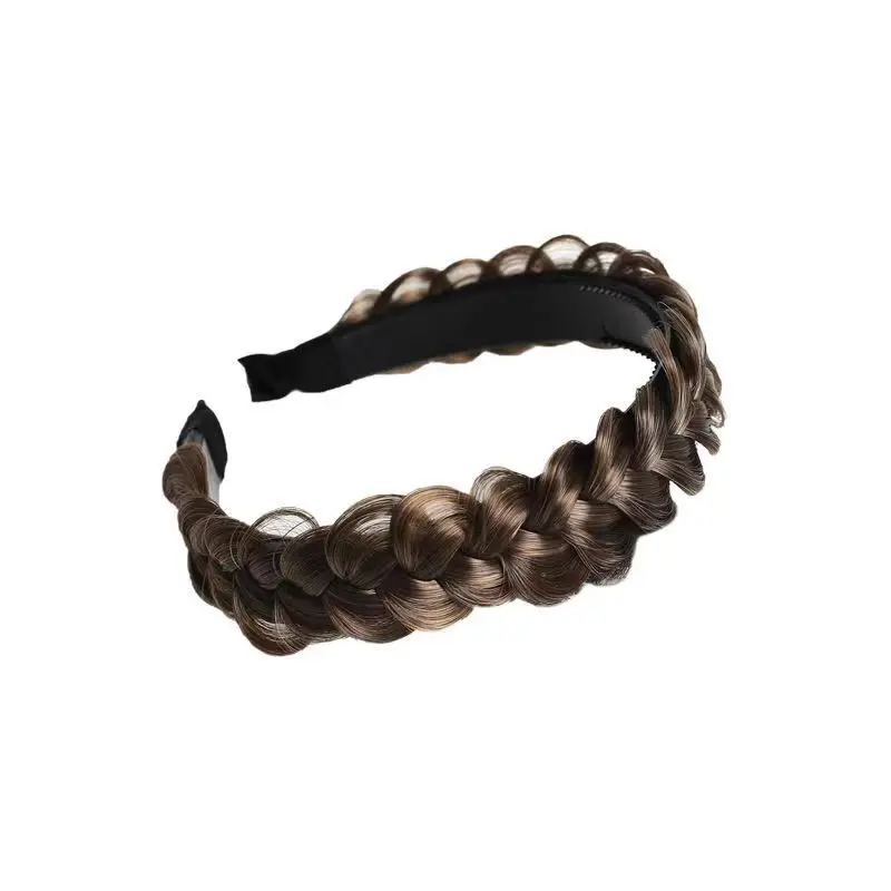 AOSIWIG Synthetisches Damenhaar, breite Fischgräten-Zöpfe, rutschfestes Stirnband, handgefertigt, Retro-Stirnband, Styling-Kopfbedeckung, Zubehör – Detail 3