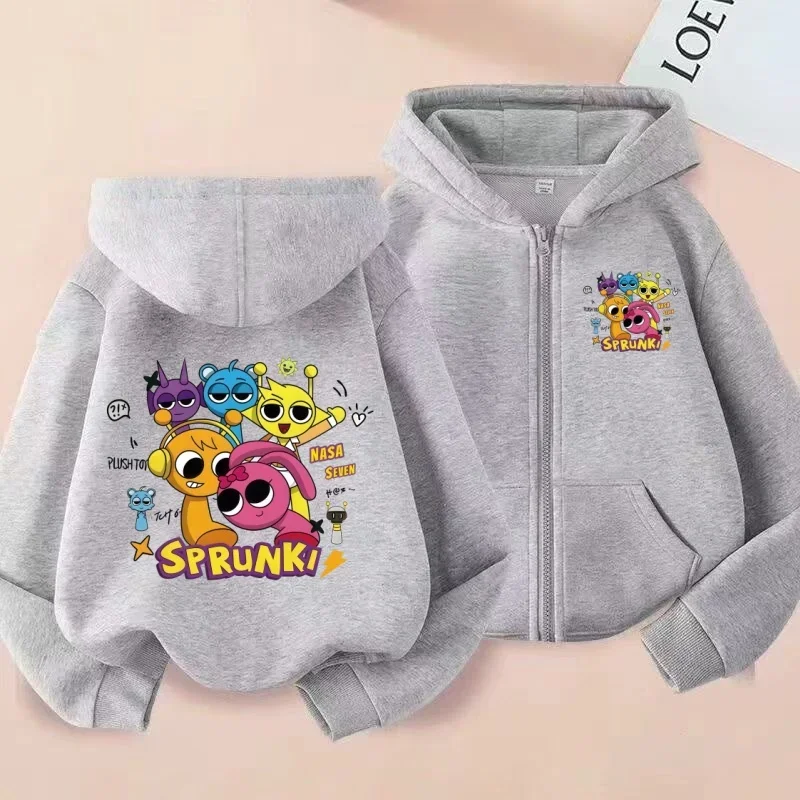 Sprunki Rhythm Box Kinder-Kapuzenjacke mit Reißverschluss, Unisex Cartoon-Jacke für Jungen und Mädchen, Modisch Trendig – Detail 5