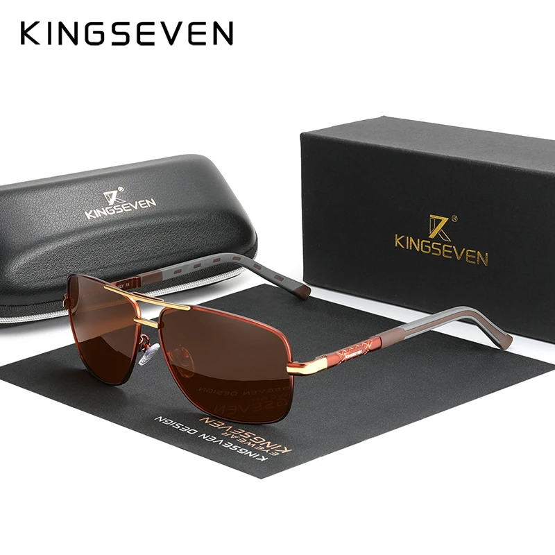 KINGSEVEN Aluminium Marke Polarisierte Sonnenbrille Männer Frauen Mode Rahmen Männlichen Spiegel Sonnenbrille Für Fahren Rot Design Tempel 3