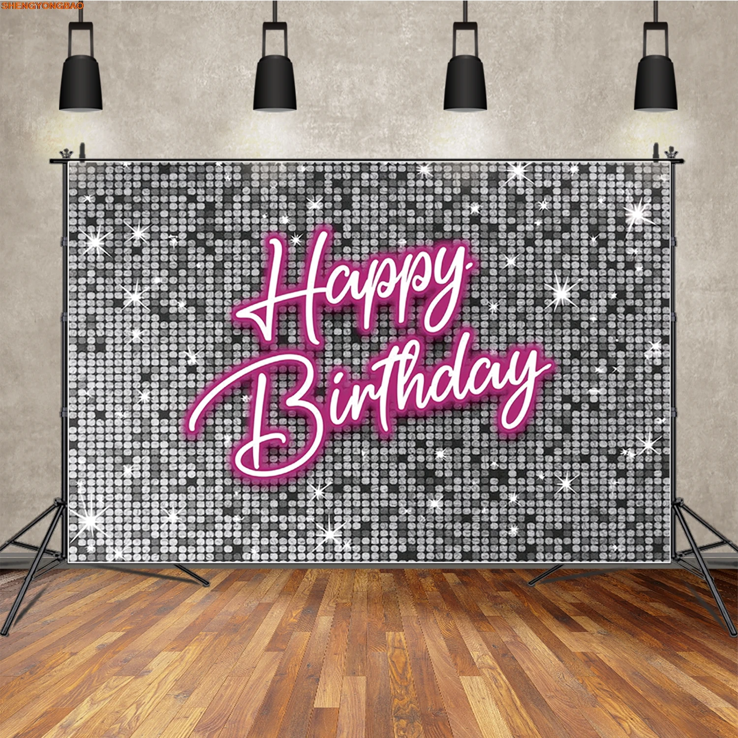 

Sliver Sequin Diamond Birthday Backdrop Photography Glitter Light Sparking Photozone Background Children Studio Props
