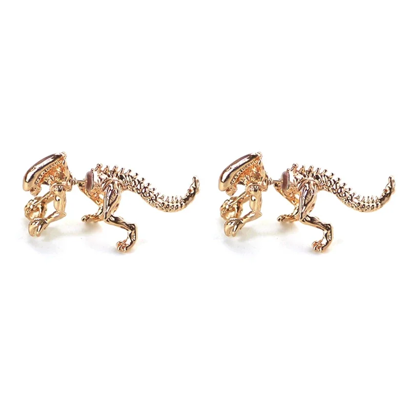 Cool Alien Earrings Black Enamel Stud Earrings For Women Animal Piercing Ear 3D Scary Dinosaur Earrings Jewelry Gifts image 4